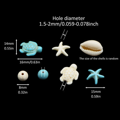 [Ocean Dream Style Synthetic Beads] Randomly 10pcs Ocean Dream Style Synthetic Turquoise Turtle Starfish Charms Beads For DIY Jewelry Making DIY Bracelet Necklace Handicrafts Small Business Supplies