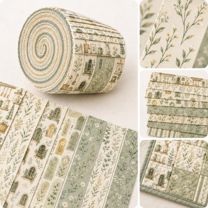 10pcs Vintage Floral Plant Pattern Jelly Roll Fabric Strips 2.5X19.7inch Pre-Cut 100% Polyester For Patchwork Quilts, Table Runners, Placemats, Tote Bags, Storage Pouches, Makeup Bags, Coasters, Quilt Blocks & Binding