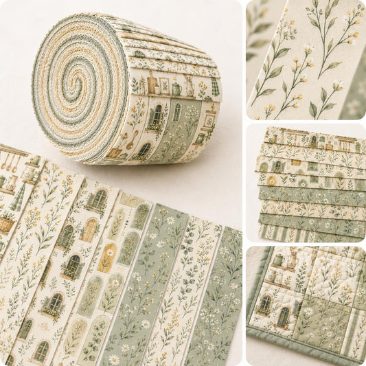 10pcs Vintage Floral Plant Pattern Jelly Roll Fabric Strips 2.5X19.7inch Pre-Cut 100% Polyester For Patchwork Quilts, Table Runners, Placemats, Tote Bags, Storage Pouches, Makeup Bags, Coasters, Quilt Blocks & Binding