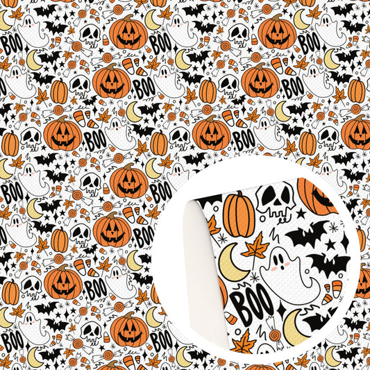 halloween pumpkin skull ghost skeleton bones fabric