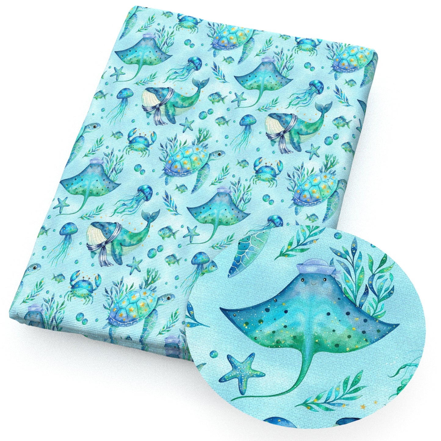 the whale turtle tortoise crabcrabs jellyfish ocean series fabric