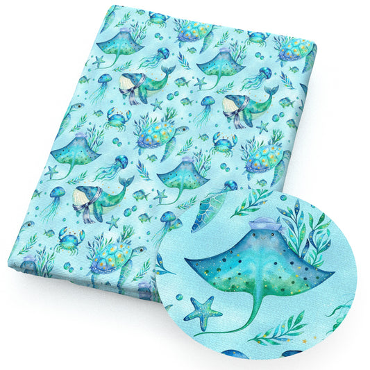the whale turtle tortoise crabcrabs jellyfish ocean series fabric