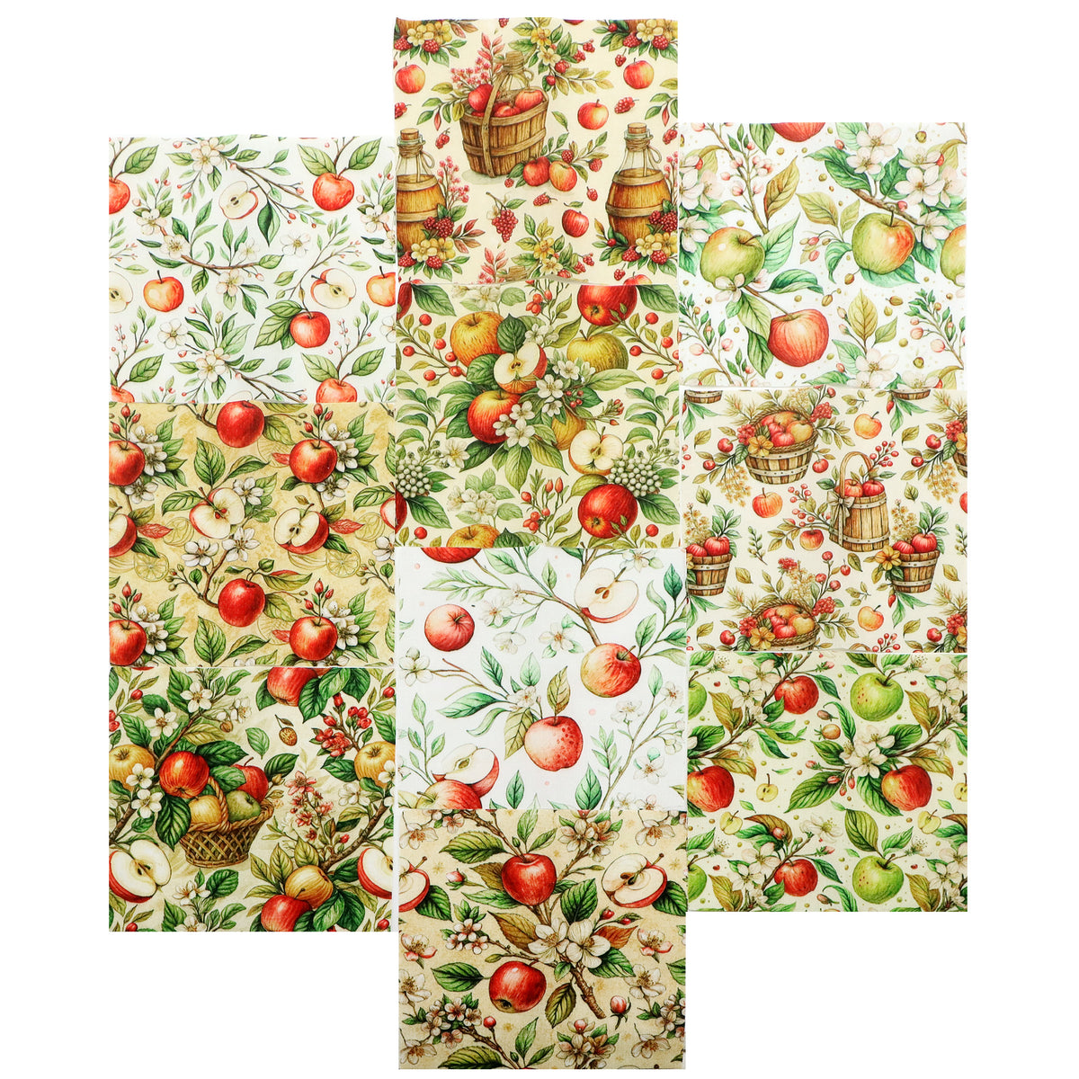 10Pc/Set Flower Fruit Series Fat Quarter Fabric, Pre-Cut Square Fabric Assort, Fabric Set, Craft Fabric, Handmade DIY Patchwork Fabric,Home Quilting Sewing Fabric, Packaging Fabric, Scrapbooking Craft Hobbyist