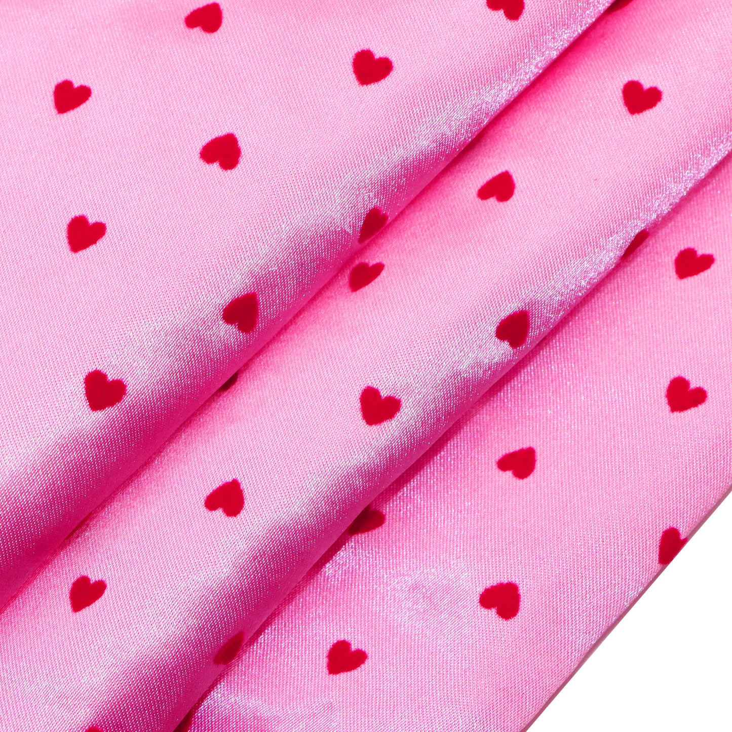 50x145cm Velvet Heart Satin Fabric Heavy Quality Weave For Tailoring Craft AcceSsries And DIY Crafts, Hand Wash Only - 1 Piece  Valentine's Day Fabric