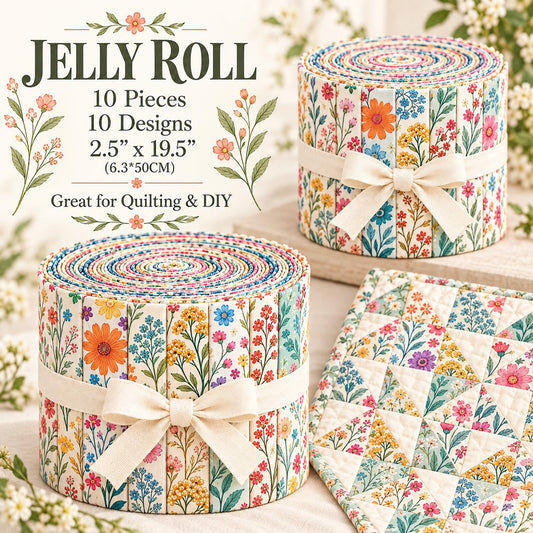 10pcs Vintage Floral Pattern Jelly Roll Fabric Strips 2.5X19.7inch Pre-Cut 100% Polyester For Patchwork Quilts, Table Runners, Placemats, Tote Bags, Storage Pouches, Makeup Bags, Coasters, Quilt Blocks & Binding