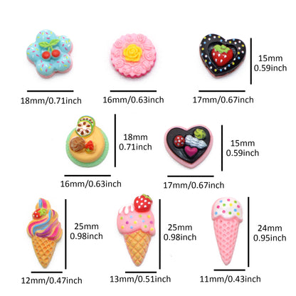 10Pcs Acrylic Ice Cream & Cake Charms,Food Series Flatback Resin Cabochons for DIY Jewelry, Earrings, Bracelets, Keychains, Festive Decor, Homemade Gifts, Phone Cases, Water Bottles, Hair Accessories - Crafting Accessories