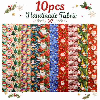 10pcs Vintage 2D Flat Christmas Santa Snowman Jelly Roll Fabric Strips 2.5X19.7inch Pre-cut 100% Polyester for Patchwork Quilts, Table Runners, Placemats, Tote Bags, Storage Pouches, Makeup Bags, Coasters, Quilt Blocks & Binding Multi-color
