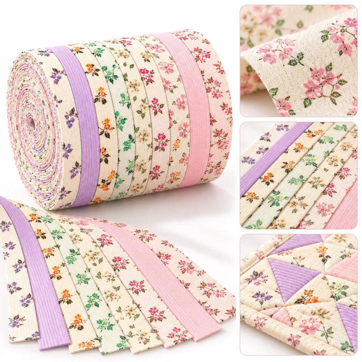 10pcs Vintage Floral Corduroy Fabric Jelly Roll Fabric Strips 2.5X19.7inch Pre-cut 100% Polyester for Patchwork Quilts, Table Runners, Placemats, Tote Bags, Storage Pouches, Makeup Bags, Coasters, Quilt Blocks & Binding Multi-color