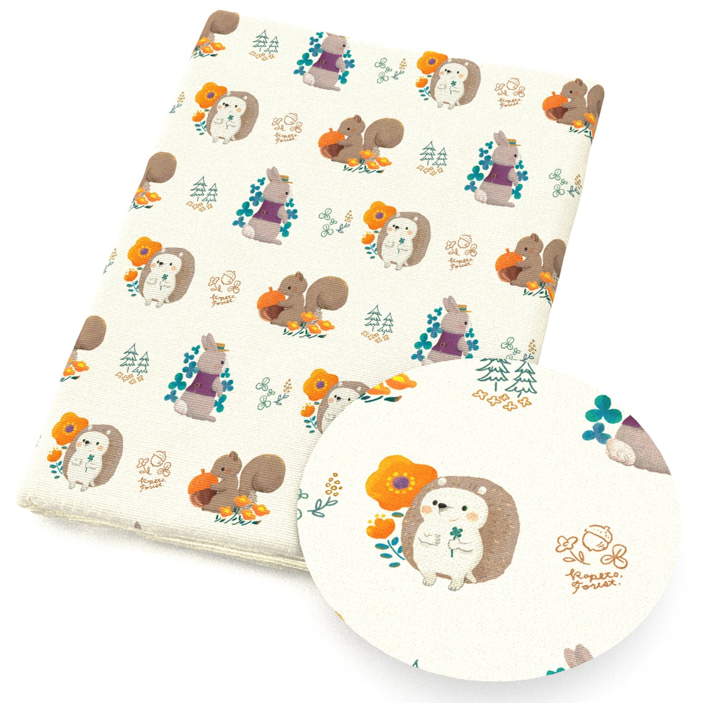 hedgehog flowerfloral rabbit bunny christmas tree fabric