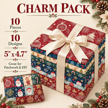 10Pc/Set Christmas Series Star Deer Santa Claus Holly Crutch Fat Quarter Fabric, Pre-Cut Square Fabric Assort, Fabric Set, Craft Fabric, Handmade DIY Patchwork Fabric,Home Quilting Sewing Fabric, Packaging Fabric, Scrapbooking Craft Hobbyist