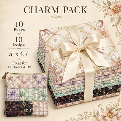 10Pc/Set Flower Plaid Bow Series Fat Quarter Fabric, Pre-Cut Square Fabric Assort, Fabric Set, Craft Fabric, Handmade DIY Patchwork Fabric,Home Quilting Sewing Fabric, Packaging Fabric, Scrapbooking Craft Hobbyist