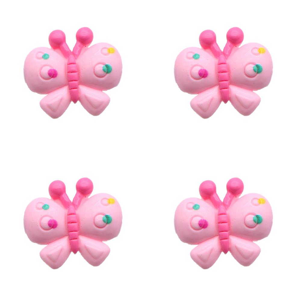 Resin Flat Back Charms Beads,5pcs Pink Color Butterfly Shape Resin Cabochons for DIY Crafts, Scrapbooking, Jewelry Making