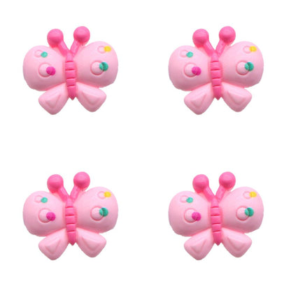 Resin Flat Back Charms Beads,5pcs Pink Color Butterfly Shape Resin Cabochons for DIY Crafts, Scrapbooking, Jewelry Making