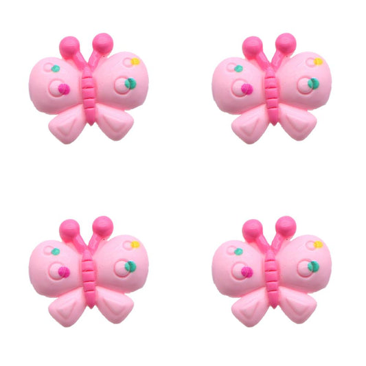 Resin Flat Back Charms Beads,5pcs Pink Color Butterfly Shape Resin Cabochons for DIY Crafts, Scrapbooking, Jewelry Making