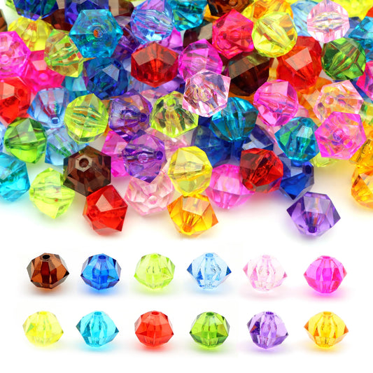 20Pcs Acrylic Transparent Hexagonal Beads Imitation Crystal Beads Loose Beads Diy Handmade Beaded Mobile Phone Chain Bracelet Necklace Making Jewelry Accessories