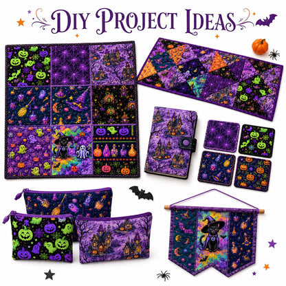 10pcs Charm Pack Set Pumpkin Ghost Halloween Pattern Vintage Style Handmade DIY with Rich Color and Texture Elements 100% Polyester Patchwork in 10 Design Styles Suitable for Patchwork DIY Craft Projects DIY Wallet Making Gift Giving Bag Making Mother's D