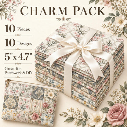 10Pc/Set Flower Series Stripe Plaid Fat Quarter Fabric, Pre-Cut Square Fabric Assort, Fabric Set, Craft Fabric, Handmade DIY Patchwork Fabric,Home Quilting Sewing Fabric, Packaging Fabric, Scrapbooking Craft Hobbyist