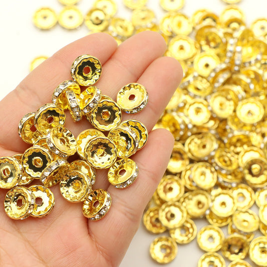 10Pcs 12mm Round Multicolor Spacer Beads Faux Crystal & Rhinestone Spacer Beads - Ideal for DIY Jewelry Making, Necklaces, Bracelets & Pendants,Beads & Bead Assortments