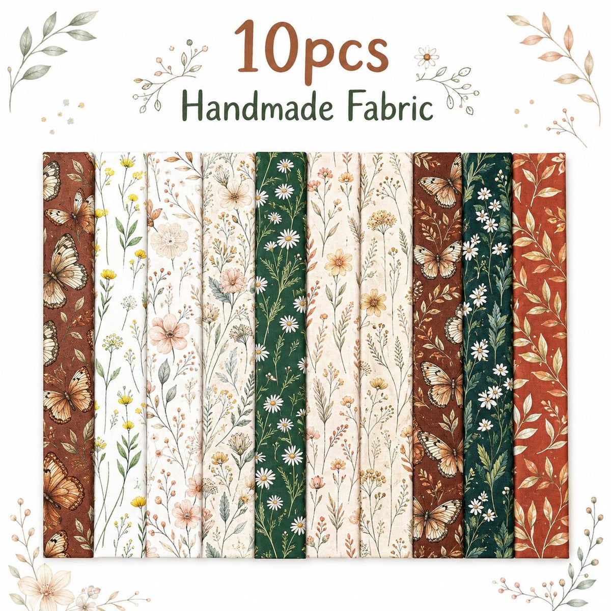 10pcs Vintage Floral Pattern Jelly Roll Fabric Strips 2.5X19.7inch Pre-Cut 100% Polyester For Patchwork Quilts, Table Runners, Placemats, Tote Bags, Storage Pouches, Makeup Bags, Coasters, Quilt Blocks & Binding