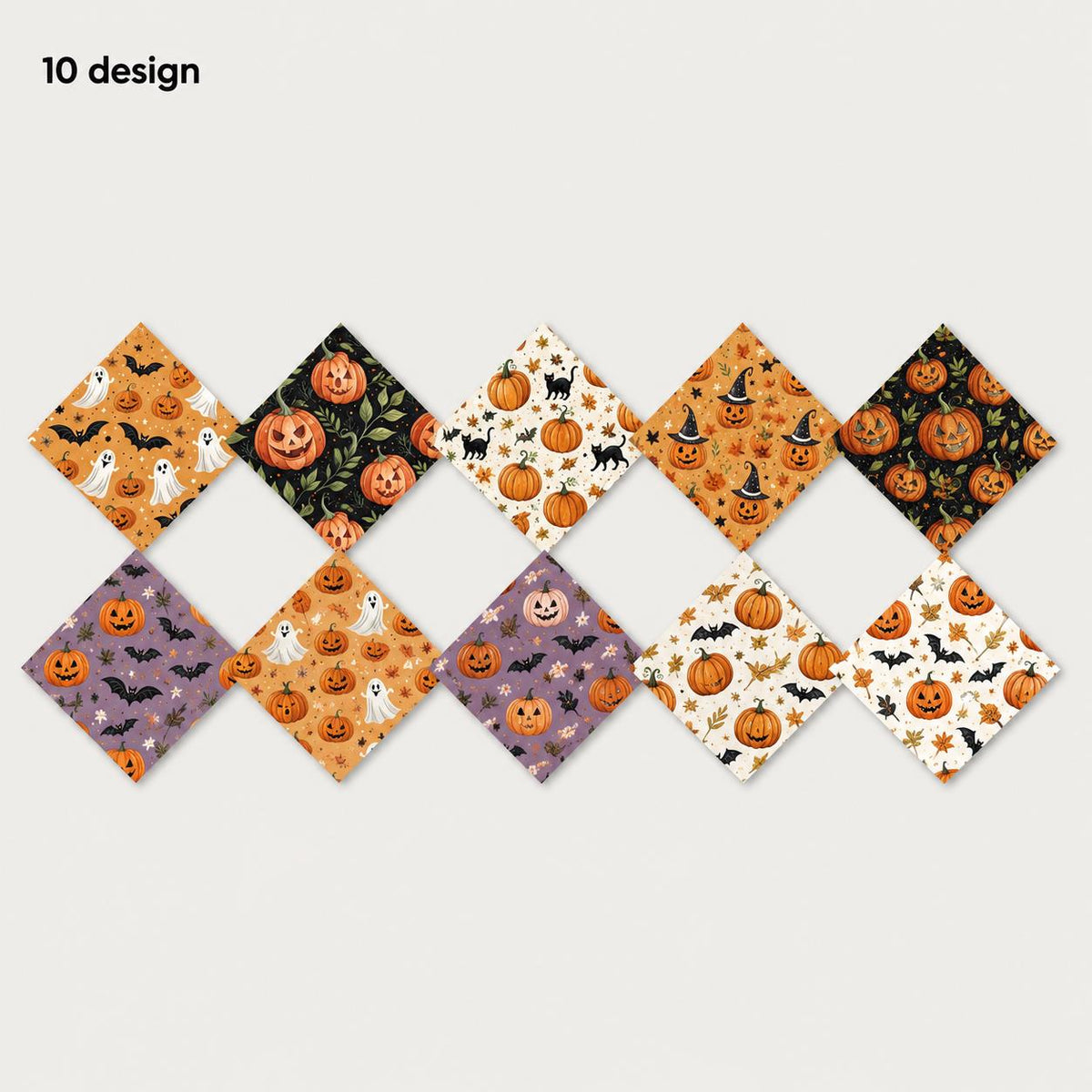 10pcs Charm Pack Set Halloween Pumpkin Ghost Pattern Vintage Style Handmade DIY with Rich Color and Texture Elements 100% Polyester Patchwork in 10 Design Styles Suitable for Patchwork DIY Craft Projects DIY Wallet Making Gift Giving Bag Making Mother's D