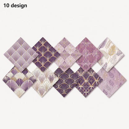 10Pc/Set Purple Series Stripe Leaves Spider Web Fat Quarter Fabric, Pre-Cut Square Fabric Assort, Fabric Set, Craft Fabric, Handmade DIY Patchwork Fabric,Home Quilting Sewing Fabric, Packaging Fabric, Scrapbooking Craft Hobbyist
