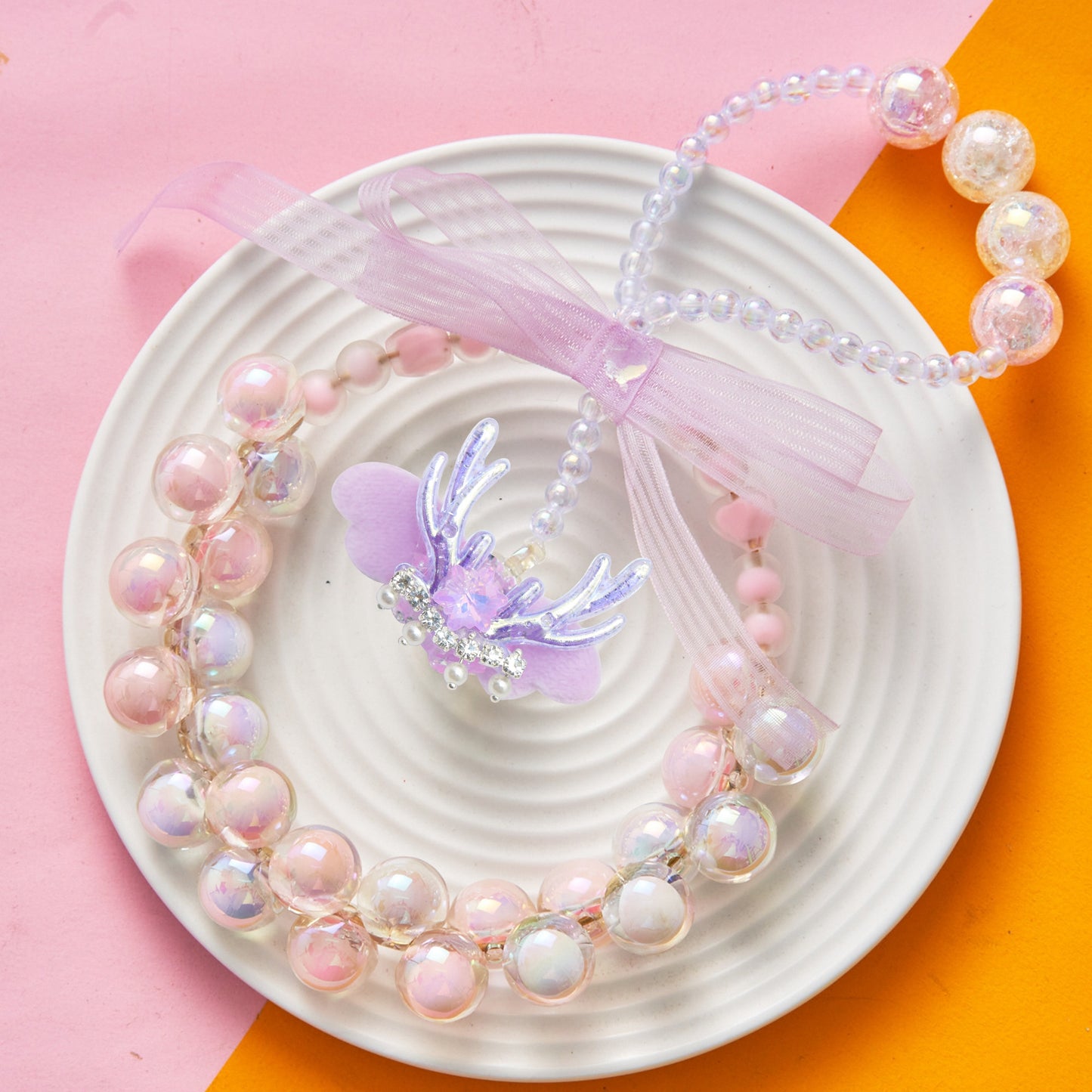 1Pc Faux Rhinestone Acrylic Beads Transparent Reindeer Shaped Angle Wings Solid Color Loose Spacer Beads with Hole for Jewelry Making DIY Bracelet Necklace Chain Earrings Charm Bangle Decors Craft Pen Supplies