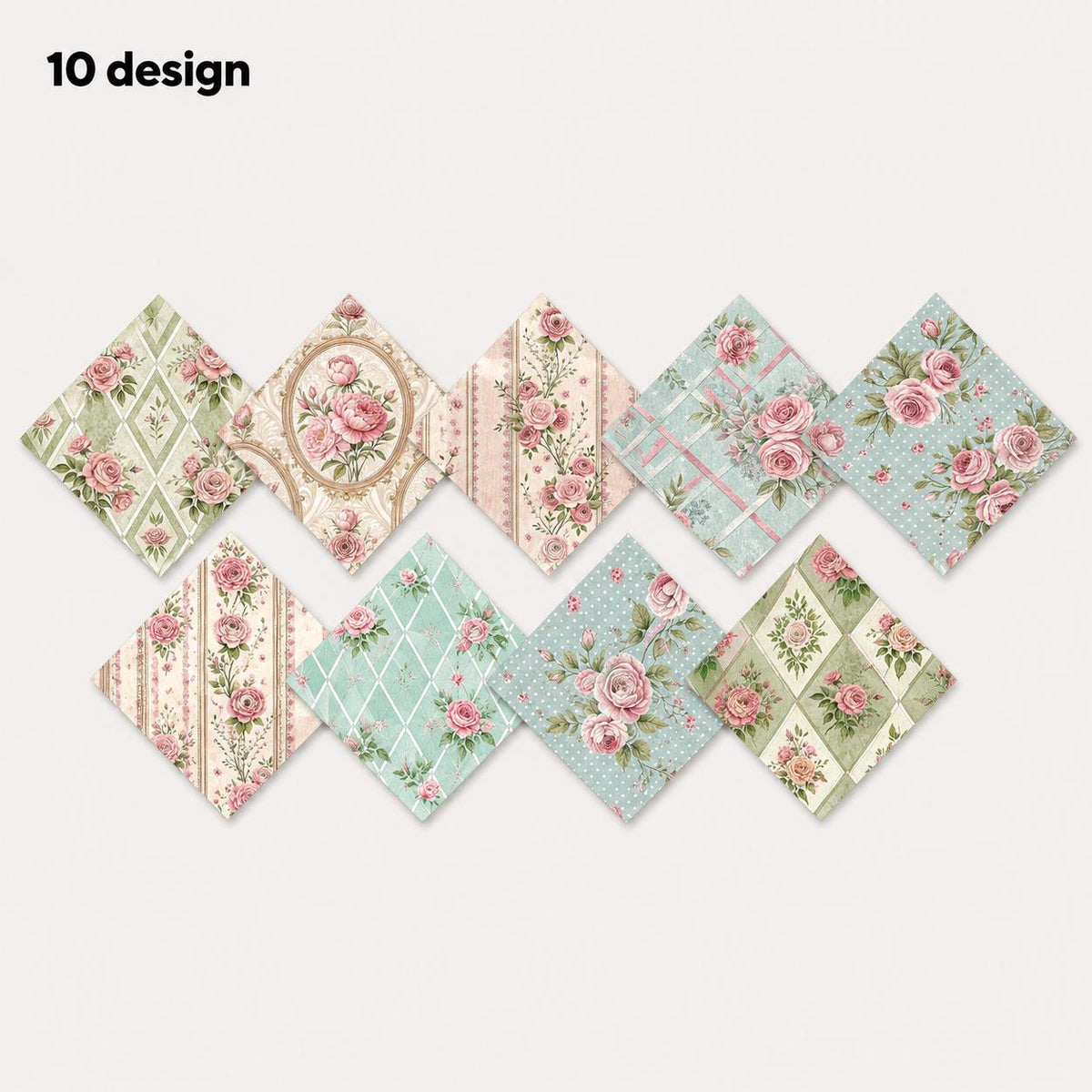 10pcs Charm Pack Set Floral Pattern Vintage Style Handmade DIY with Rich Color and Texture Elements 100% Polyester Patchwork in 10 Design Styles Suitable for Patchwork DIY Craft Projects DIY Wallet Making Gift Giving Bag Making Mother's Day Gift