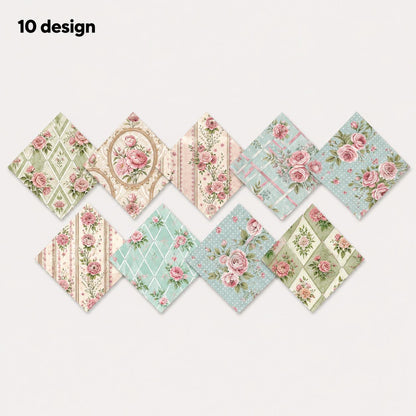 10pcs Charm Pack Set Floral Pattern Vintage Style Handmade DIY with Rich Color and Texture Elements 100% Polyester Patchwork in 10 Design Styles Suitable for Patchwork DIY Craft Projects DIY Wallet Making Gift Giving Bag Making Mother's Day Gift