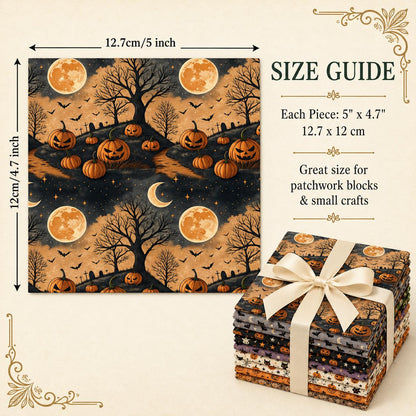 10pcs Charm Pack Set Halloween Pumpkin Holly Snow Pattern Vintage Style Handmade DIY with Rich Color and Texture Elements 100% Polyester Patchwork in 10 Design Styles Suitable for Patchwork DIY Craft Projects DIY Wallet Making Gift Giving Bag Making Mothe