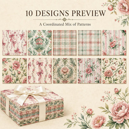 10pcs Charm Pack Set Floral Pattern 100% Polyester Patchwork in 10 Design Styles, Ready-to-Sew Without Cutting, Suitable For Patchwork Wallet Making Gift Giving Tote Bags Coasters DIY Craft Projects For Mother's Gift