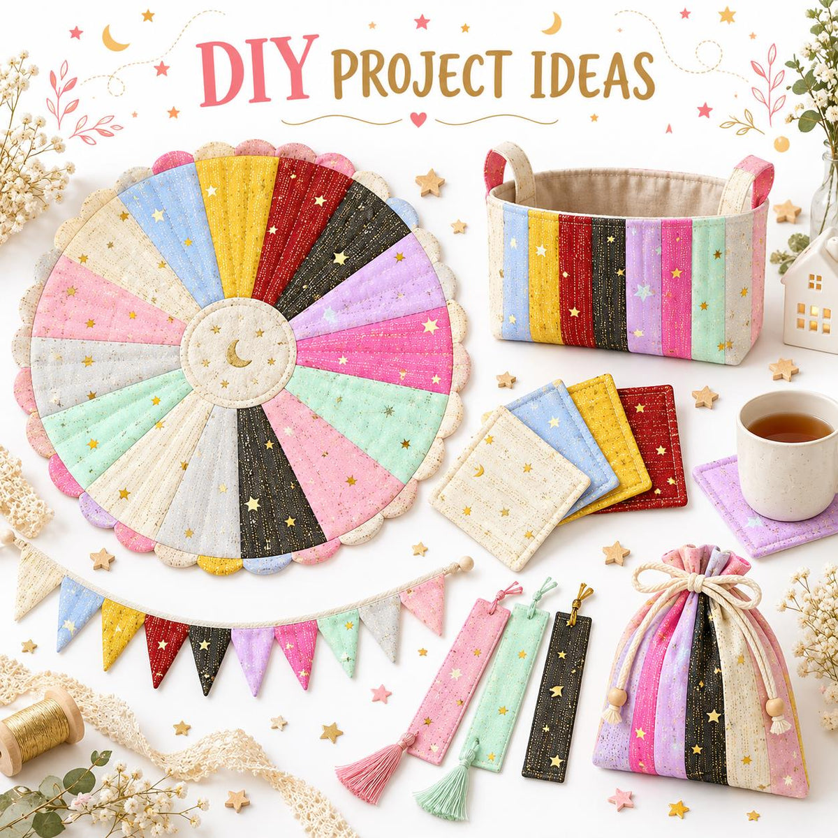 10pcs Vintage Butterfly Mesh Gauze Lace Series Jelly Roll Fabric Strips 2.5X19.7inch Pre-cut 100% Polyester for Patchwork Quilts, Table Runners, Placemats, Tote Bags, Storage Pouches, Makeup Bags, Coasters, Quilt Blocks & Binding Multi-color