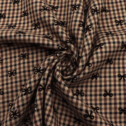 1Pc Grid Bow Flocking Fabric  - 57.08x19.68inch(145x50cm) Soft & Durfor DIY Crafts, Handmade Wallets & Pouches | Chic Pattern, High-Quality Material, Fashion-Forward Versatile Crafting Textile