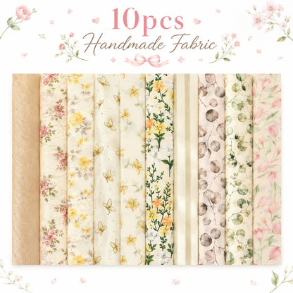 10Pc/Set, Making 10 Images 1pc Each, Each Size: 6.3*50cm Butterfly Floral Beige Series Sliced Fabric Set Style Combination, Polyester Jelly Roll Fabric Strips, Pre-Cut Quilting Squares, For Quilting DIY, Handicrafts And Sewing, Blankets, Rugs, Interior De