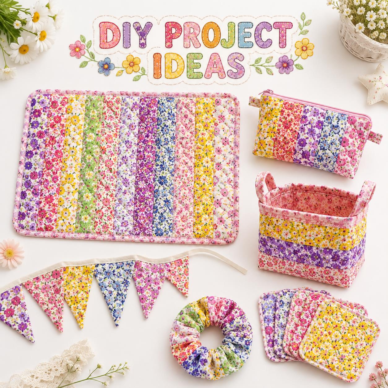 10Pc/Set, Making 10 Images 1pc Each, Each Size: 6.3*50cm Floral Series Sliced Fabric Set Style Combination, Polyester Jelly Roll Fabric Strips, Pre-Cut Quilting Squares, For Quilting DIY, Handicrafts And Sewing, Blankets, Rugs, Interior Decoration