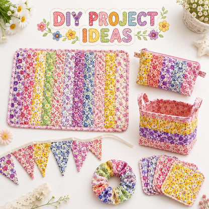 10Pc/Set, Making 10 Images 1pc Each, Each Size: 6.3*50cm Floral Series Sliced Fabric Set Style Combination, Polyester Jelly Roll Fabric Strips, Pre-Cut Quilting Squares, For Quilting DIY, Handicrafts And Sewing, Blankets, Rugs, Interior Decoration