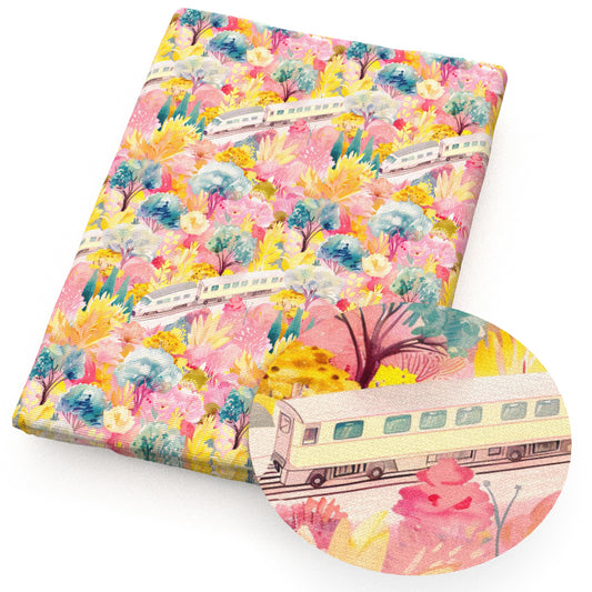 flowerfloral the train rainbow color leaf leaves tree spring fabric