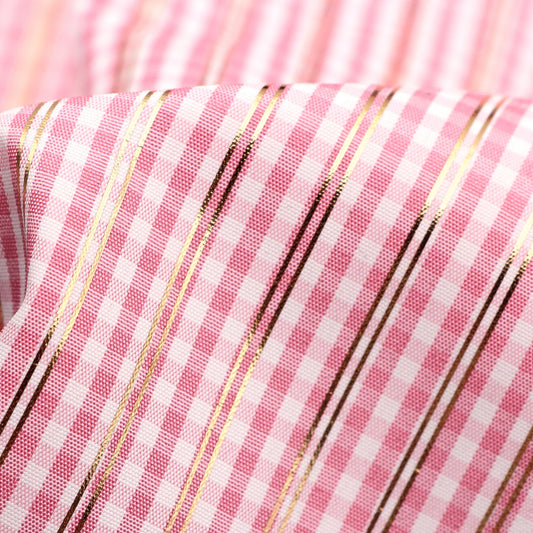 1pc100% Polyester Fabric, 58.26x19.68 inch Precut Golden Foiled Stripe, Buffalo Plaid Pattern, Perfect for Party Decorations, and Craft Projects, Hair Ties, DIY Quilting & Sewing, Patchwork, Backdrop Fabric, Diy Bag Material
