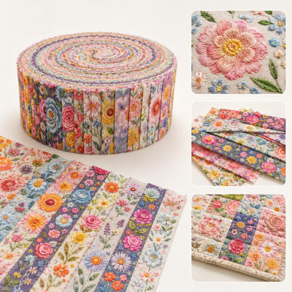 Floral Jelly Roll Quilt Fabric - 10pcs 2.5x19 Inch Polyester Strips For Sewing, Patchwork & Crafting - Precut Fabric Set For DIY Quilting, Table Runners, Storage Pouches, Makeup Bags & Home Decor, Mother'S Day Gift, Birthday Gift For Mom