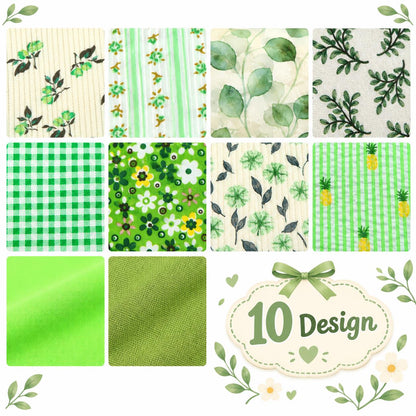 10pcs Vintage Green Flower Jelly Roll Fabric Strips 2.5X19.7inch Pre-cut 100% Polyester for Patchwork Quilts, Table Runners, Placemats, Tote Bags, Storage Pouches, Makeup Bags, Coasters, Quilt Blocks & Binding