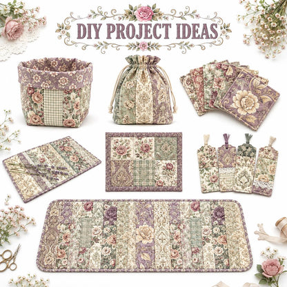 10pcs Vintage Floral Pattern Jelly Roll Fabric Strips 2.5X19.7inch Pre-Cut 100% Polyester For Patchwork Quilts, Table Runners, Placemats, Tote Bags, Storage Pouches, Makeup Bags, Coasters, Quilt Blocks & Binding