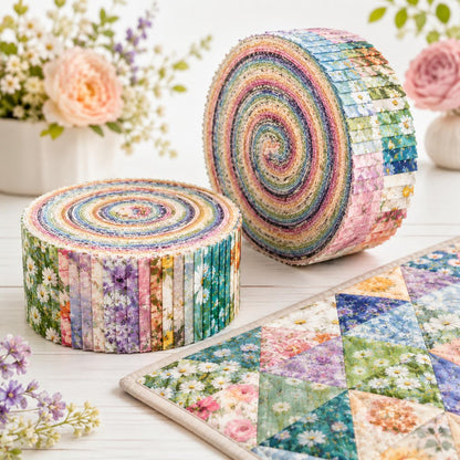 10pcs Vintage Floral Painting Pattern Jelly Roll Fabric Strips 2.5X19.7inch Pre-cut 100% Polyester for Patchwork Quilts, Table Runners, Placemats, Tote Bags, Storage Pouches, Makeup Bags, Coasters, Quilt Blocks & Binding Multi-color