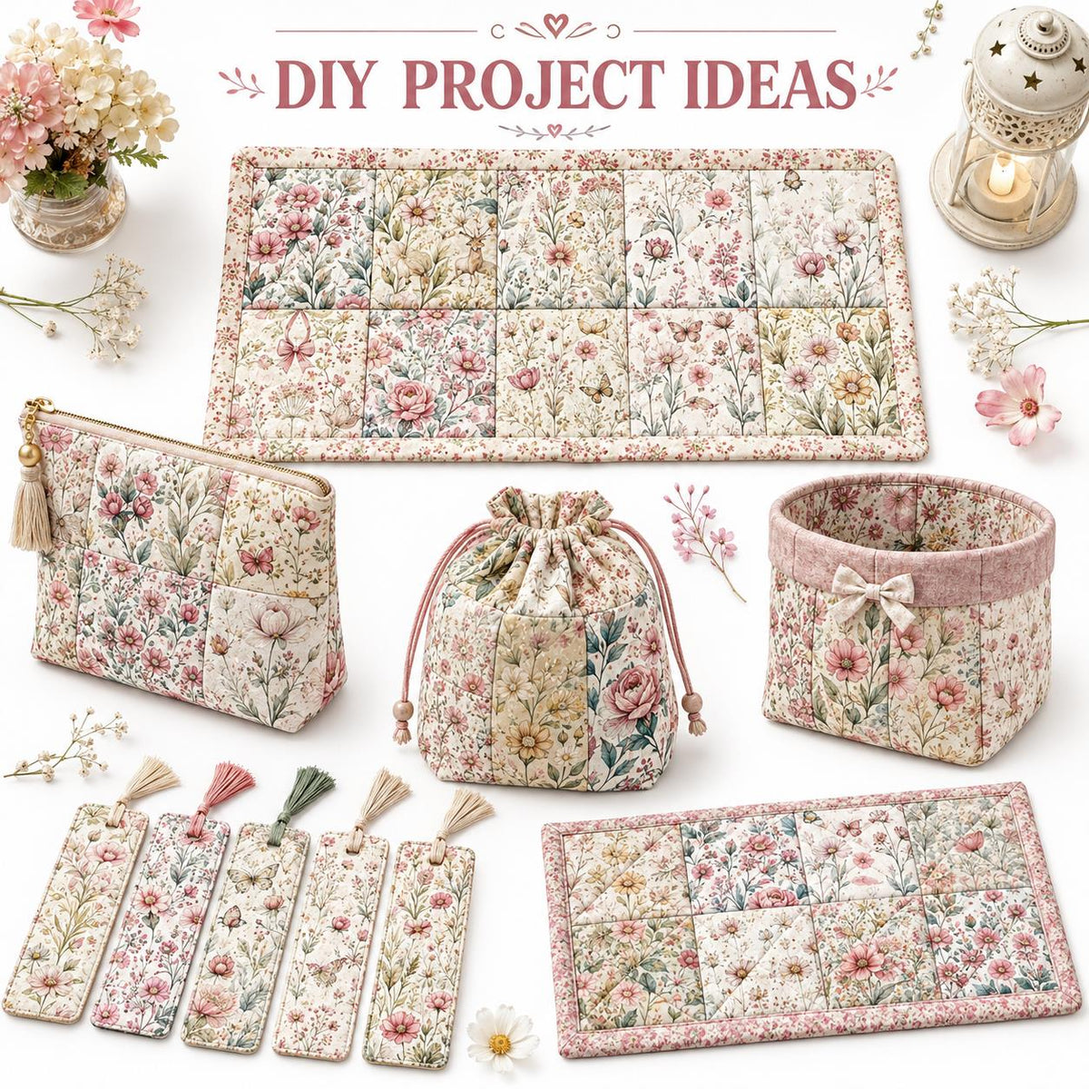 10Pc/Set Flower Series Butterfly Bowknot Fat Quarter Fabric, Pre-Cut Square Fabric Assort, Fabric Set, Craft Fabric, Handmade DIY Patchwork Fabric,Home Quilting Sewing Fabric, Packaging Fabric, Scrapbooking Craft Hobbyist