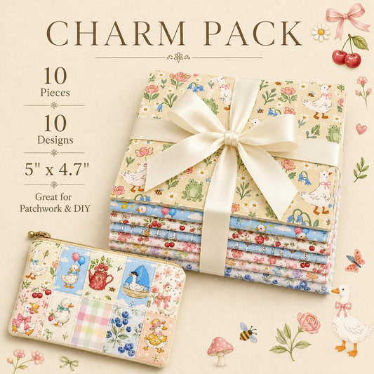 10pcs Charm Pack Set Duck Fruit Berry Pattern Vintage Style Handmade DIY with Rich Color and Texture Elements 100% Polyester Patchwork in 10 Design Styles Suitable for Patchwork DIY Craft Projects DIY Wallet Making Gift Giving Bag Making Mother's Day Gift