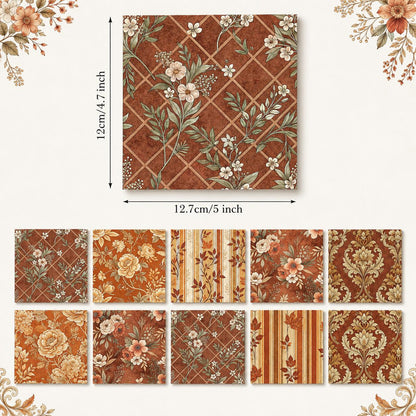 10Pc/Set Autumn Stripe Flower Series Fat Quarter Fabric, Pre-Cut Square Fabric Assort, Fabric Set, Craft Fabric, Handmade DIY Patchwork Fabric,Home Quilting Sewing Fabric, Packaging Fabric, Scrapbooking Craft Hobbyist