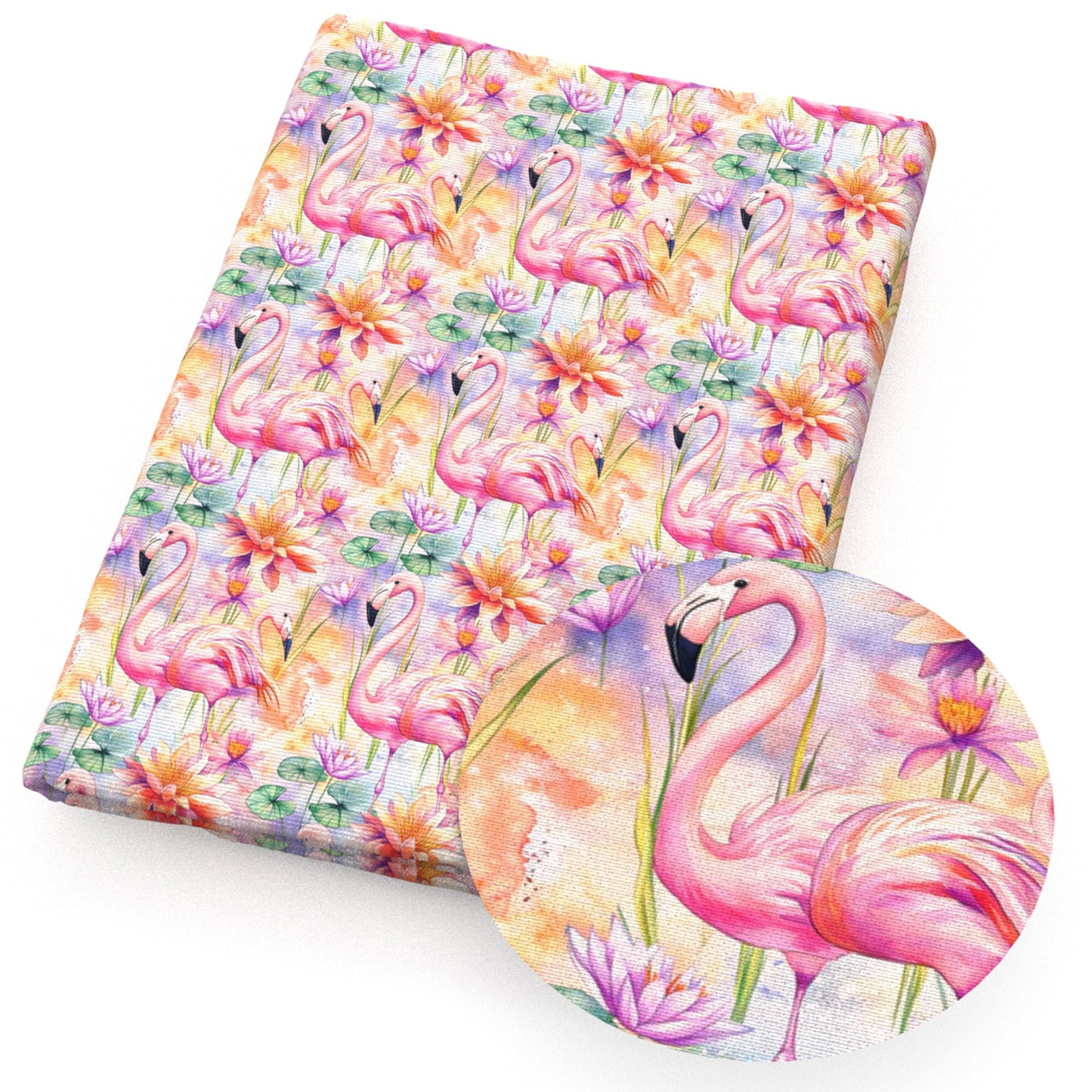 flamingo lotus flower fabric