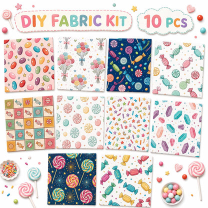 10Pc/Set Candy Series Lollipop Dot Fat Quarter Fabric, Pre-Cut Square Fabric Assort, Fabric Set, Craft Fabric, Handmade DIY Patchwork Fabric,Home Quilting Sewing Fabric, Packaging Fabric, Scrapbooking Craft Hobbyist