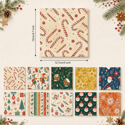 10Pc/Set Christmas Series Stripe Lollipop Star Pine Cones Holly Santa Claus Candy Fat Quarter Fabric, Pre-Cut Square Fabric Assort, Fabric Set, Craft Fabric, Handmade DIY Patchwork Fabric,Home Quilting Sewing Fabric, Packaging Fabric, Scrapbooking Craft H