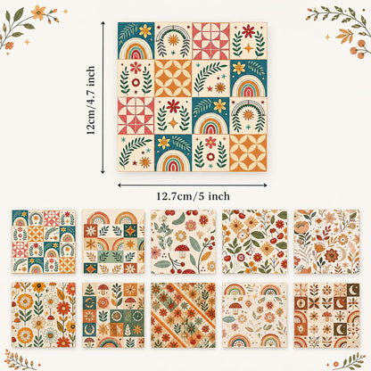 10Pc/Set Flower Series Stripe Daisy Rhombus Mushroom Fat Quarter Fabric, Pre-Cut Square Fabric Assort, Fabric Set, Craft Fabric, Handmade DIY Patchwork Fabric,Home Quilting Sewing Fabric, Packaging Fabric, Scrapbooking Craft Hobbyist