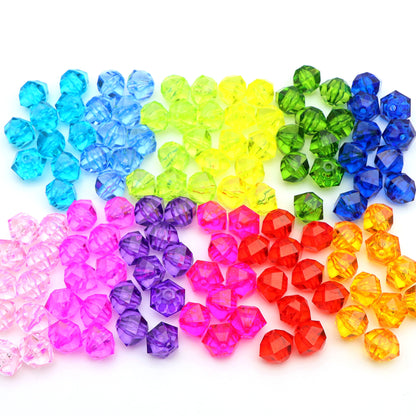 20Pcs Acrylic Transparent Hexagonal Beads Imitation Crystal Beads Loose Beads Diy Handmade Beaded Mobile Phone Chain Bracelet Necklace Making Jewelry Accessories