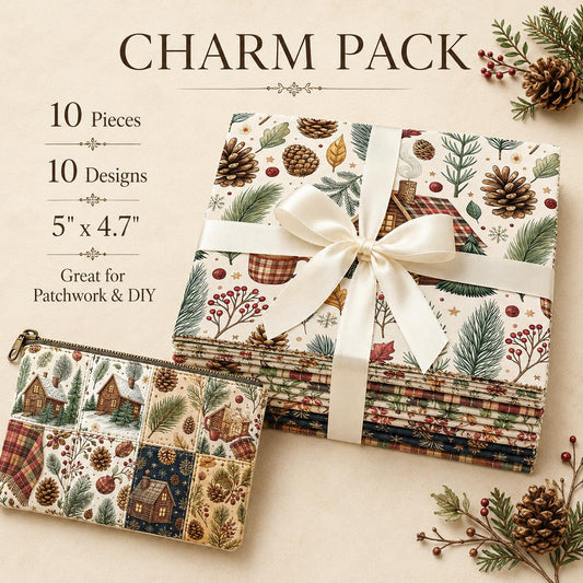 10Pc/Set Christmas Series Cup Tree House Coffee Plaid Fat Quarter Fabric, Pre-Cut Square Fabric Assort, Fabric Set, Craft Fabric, Handmade DIY Patchwork Fabric,Home Quilting Sewing Fabric, Packaging Fabric, Scrapbooking Craft Hobbyist